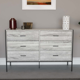 Vida Designs Brooklyn 6 Drawer Grey Rustic Metal Frame Chest of Drawers - Wilko - thumbnail 7