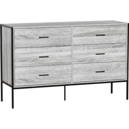 Vida Designs Brooklyn 6 Drawer Grey Rustic Metal Frame Chest of Drawers - Wilko - thumbnail 3