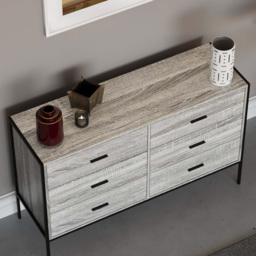 Vida Designs Brooklyn 6 Drawer Grey Rustic Metal Frame Chest of Drawers - Wilko - thumbnail 4