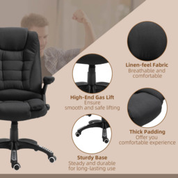 Portland Black Linen Swivel Massage Recliner Office Chair - Size: 67 x 74 x 116cm - Wilko - thumbnail 7