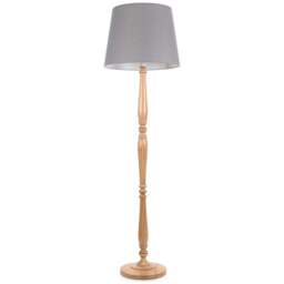 ValueLights Victoria Grey Fabric Tapered Shade Light Wood Traditional Stem LED Floor Lamp - Size: 156 x 46 x 46cm - Cream - Wilko - thumbnail 1