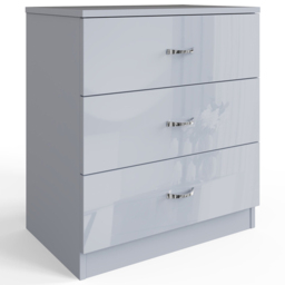 FWStyle Chilton 3 Drawer Grey Gloss Chest of Drawers - Wilko - thumbnail 3