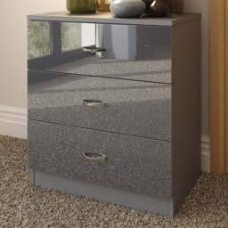 FWStyle Chilton 3 Drawer Grey Gloss Chest of Drawers - Wilko - thumbnail 1