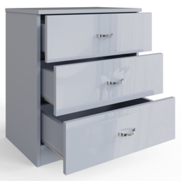 FWStyle Chilton 3 Drawer Grey Gloss Chest of Drawers - Wilko - thumbnail 4