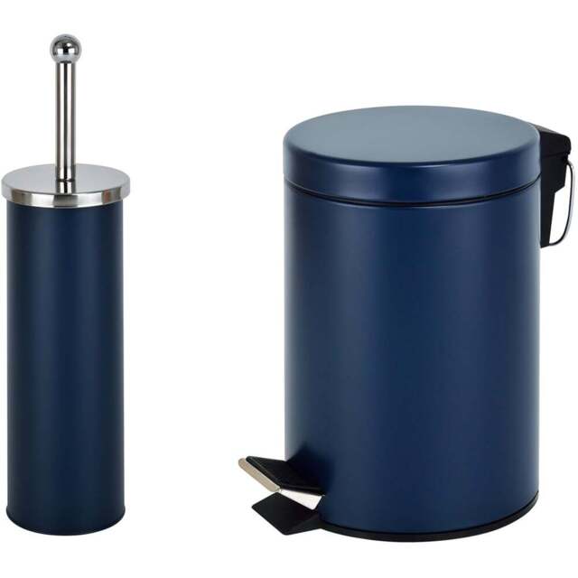 Innoteck Essentials Blue Pedal Dustbin and Toilet Brush with Holder Set - Size: 26 x 16.8 x 16.8cm - Wilko - image 1