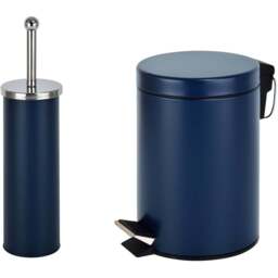Innoteck Essentials Blue Pedal Dustbin and Toilet Brush with Holder Set - Size: 26 x 16.8 x 16.8cm - Wilko - thumbnail 1