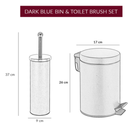 Innoteck Essentials Blue Pedal Dustbin and Toilet Brush with Holder Set - Size: 26 x 16.8 x 16.8cm - Wilko - thumbnail 7