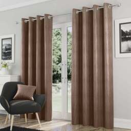 Enhanced Living Goodwood Bronze Embossed Wave Thermal Eyelet Curtain 117 x 183cm - Brown - Wilko