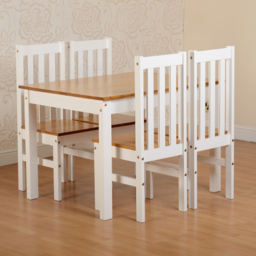 Seconique Ludlow 4 Seater Dining Set White and Oak - Wilko