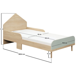 Flair Noah Single Green and Oak Bed Frame with House Shaped Headboard - Wilko - thumbnail 7
