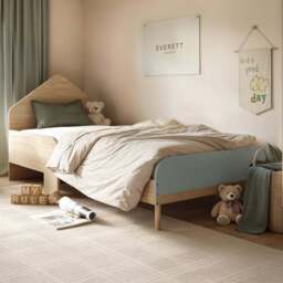 Flair Noah Single Green and Oak Bed Frame with House Shaped Headboard - Wilko