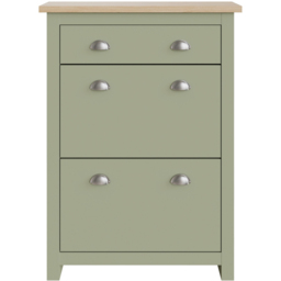 GFW Lancaster 2 Door Single Drawer Sage Green Shoe Cabinet - Wilko - thumbnail 4