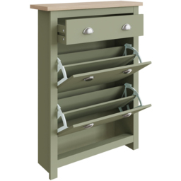 GFW Lancaster 2 Door Single Drawer Sage Green Shoe Cabinet - Wilko - thumbnail 6