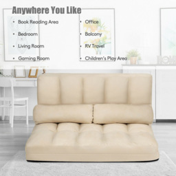 Costway Beige 2 in 1 Folding Floor Sofa Bed with 2 Pillows - Size: 2 Seater - Cream - Wilko - thumbnail 6