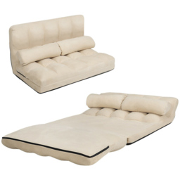 Costway Beige 2 in 1 Folding Floor Sofa Bed with 2 Pillows - Size: 2 Seater - Cream - Wilko - thumbnail 4