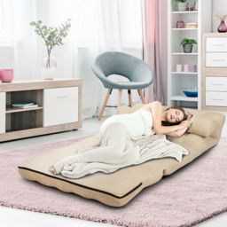 Costway Beige 2 in 1 Folding Floor Sofa Bed with 2 Pillows - Size: 2 Seater - Cream - Wilko - thumbnail 5