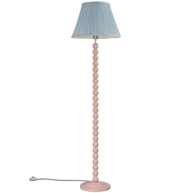 ValueLights Bobbins Blue Stripe Shade Rose Pink LED Floor Lamp - Size: 149 x 40 x 40cm - Wilko - image 1