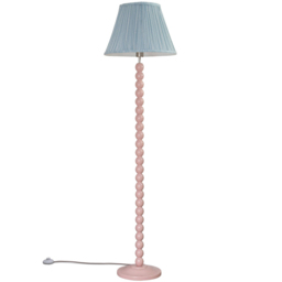 ValueLights Bobbins Blue Stripe Shade Rose Pink LED Floor Lamp - Size: 149 x 40 x 40cm - Wilko