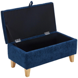 Living and Home Blue Chenille Upholstered Storage Ottoman - Size: 36 x 71 x 37cm - Wilko - thumbnail 4