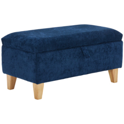 Living and Home Blue Chenille Upholstered Storage Ottoman - Size: 36 x 71 x 37cm - Wilko - thumbnail 3