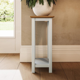 FWStyle Taberno Single Shelf White Linen and Oak Side Table - Size: 55 x 27 x 24cm - Wilko - thumbnail 7