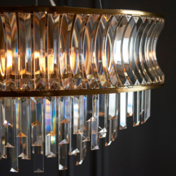 Merano Vittoria Crystal and Clear Glass Warm Brass Plate Pendant Light - Size: 61 x 61 x 186.5cm - Brown - Wilko - thumbnail 5
