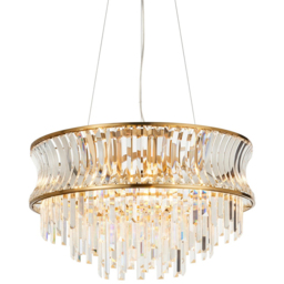 Merano Vittoria Crystal and Clear Glass Warm Brass Plate Pendant Light - Size: 61 x 61 x 186.5cm - Brown - Wilko - thumbnail 4