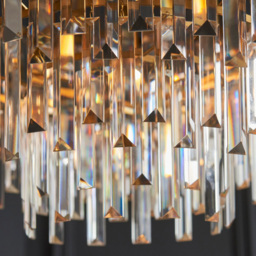 Merano Vittoria Crystal and Clear Glass Warm Brass Plate Pendant Light - Size: 61 x 61 x 186.5cm - Brown - Wilko - thumbnail 6