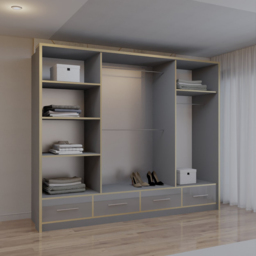 Sliding Wardrobes 4U 2 Sliding Door Grey Modern Wide High Gloss Mirrored Wardrobe 253cm - Size: 2 Door - Wilko - thumbnail 5