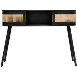 Birlea Noah 2 Door Single Shelf Black Rattan Console Table - Size: 83.5 x 110 x 35cm - Wilko - thumbnail 4
