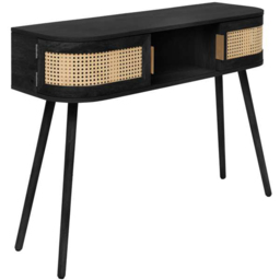 Birlea Noah 2 Door Single Shelf Black Rattan Console Table - Size: 83.5 x 110 x 35cm - Wilko - thumbnail 3
