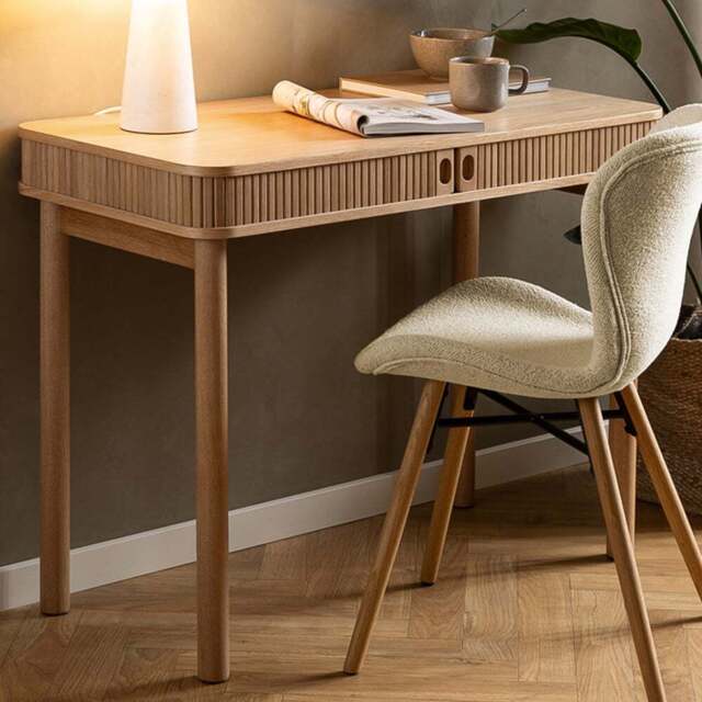 Florence Langley 2 Shelf Oak Office Desk with Sliding Door - Brown - Furniture To Go - Wilko - image 1