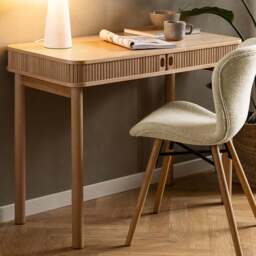 Florence Langley 2 Shelf Oak Office Desk with Sliding Door - Brown - Furniture To Go - Wilko