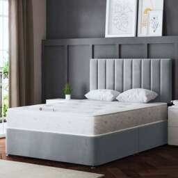 DS Living Amelia Small Double Silver Upholstered Panel Divan Bed - Wilko - thumbnail 1