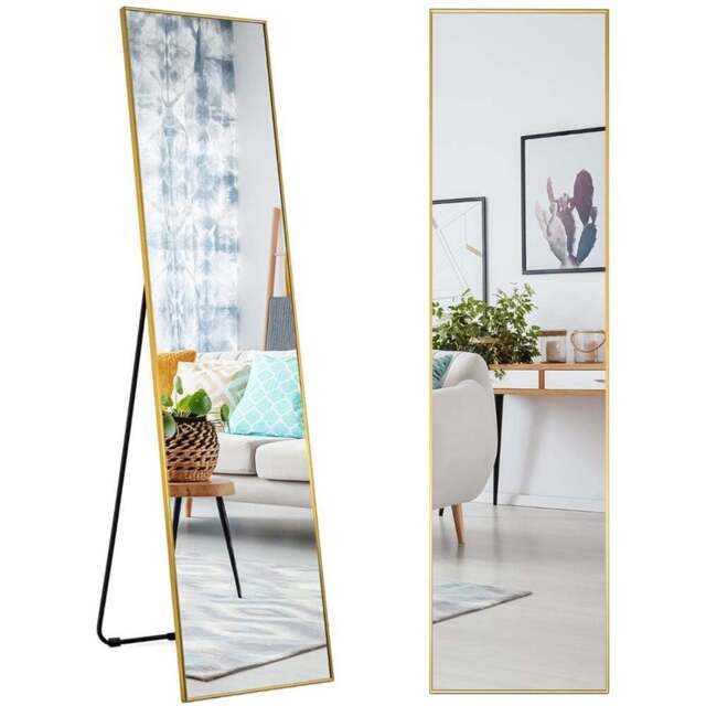Costway Golden Shatter Proof Full Length Mirror - Size: 160 x 40cm - Wilko - image 1