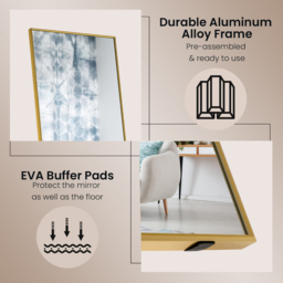 Costway Golden Shatter Proof Full Length Mirror - Size: 160 x 40cm - Wilko - thumbnail 7
