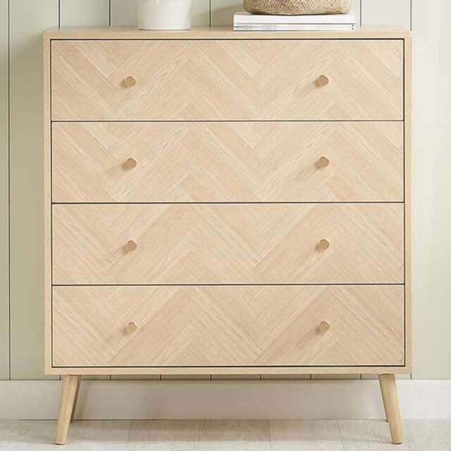 Birlea Herringford 4 Drawer Oak Chest of Drawers - Brown - Wilko - image 1