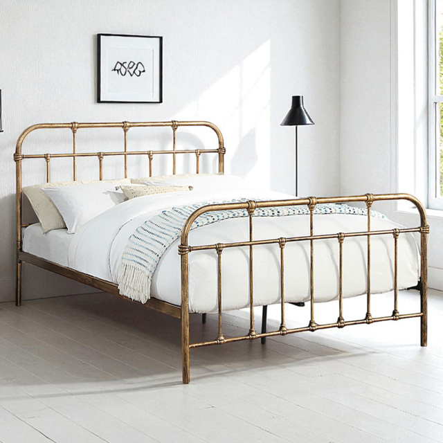 OAT Home Camden King Size Antique Brass Effect Metal Bed - Wilko - image 1