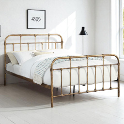 OAT Home Camden King Size Antique Brass Effect Metal Bed - Wilko