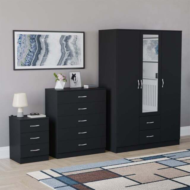 Vida Designs Riano Black 3 Piece Bedroom Furniture Set - Wilko - image 1