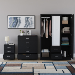 Vida Designs Riano Black 3 Piece Bedroom Furniture Set - Wilko - thumbnail 4