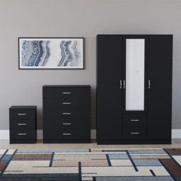 Vida Designs Riano Black 3 Piece Bedroom Furniture Set - Wilko - thumbnail 3