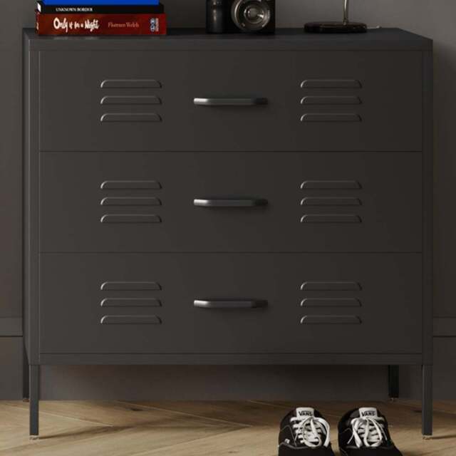 LPD Home Caleb 3 Drawer Black Chest of Drawers - Wilko - image 1