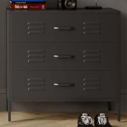 LPD Home Caleb 3 Drawer Black Chest of Drawers - Wilko