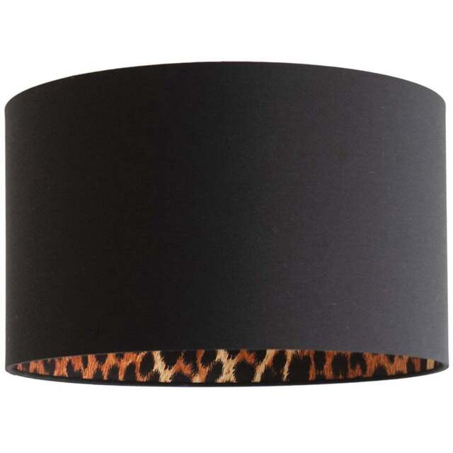 ValueLights Oasis Black Large Drum Shade with Leopard Inner - Size: 25 x 41 x 41cm - Wilko - image 1