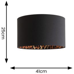 ValueLights Oasis Black Large Drum Shade with Leopard Inner - Size: 25 x 41 x 41cm - Wilko - thumbnail 6