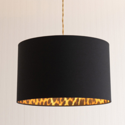 ValueLights Oasis Black Large Drum Shade with Leopard Inner - Size: 25 x 41 x 41cm - Wilko - thumbnail 3