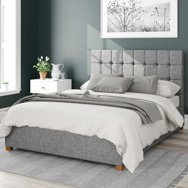 Aspire Sinatra Double Grey Saxon Twill Ottoman Bed - Aspire Beds - Wilko - image 1