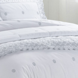 Serene Gabrielle Super King Size Floral Bedspread - Silver - Wilko - thumbnail 4