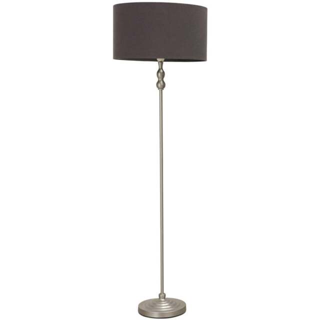 ValueLights Maggie Charcoal Shade Brushed Chrome Candlestick LED Floor Lamp - Silver - Wilko - image 1